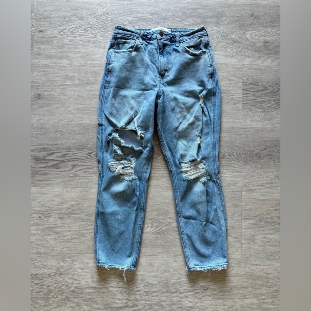 Hollister Light Blue High Rise Ripped Jeans